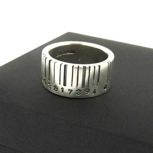 Yaffie ™ Custom-Made Extra Wide Barcode Ring with Personalization
