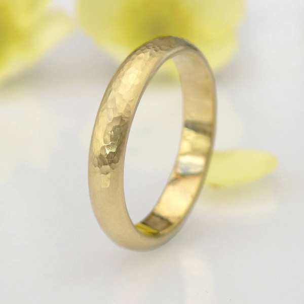Yaffie™ Custom-Made Yellow Gold Personalised Hammered Ring