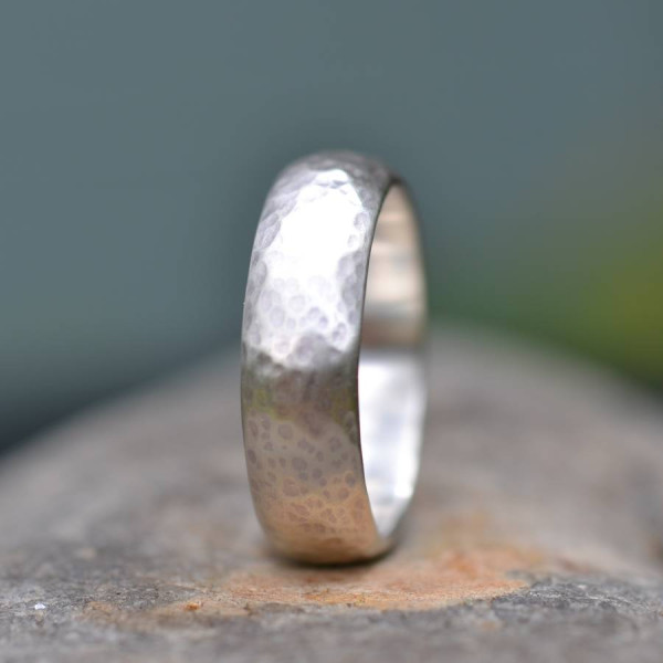 Yaffie ™ Customised Handcrafted Wedding Ring with Delicately Hammered Texture – Personalised and Made to Order