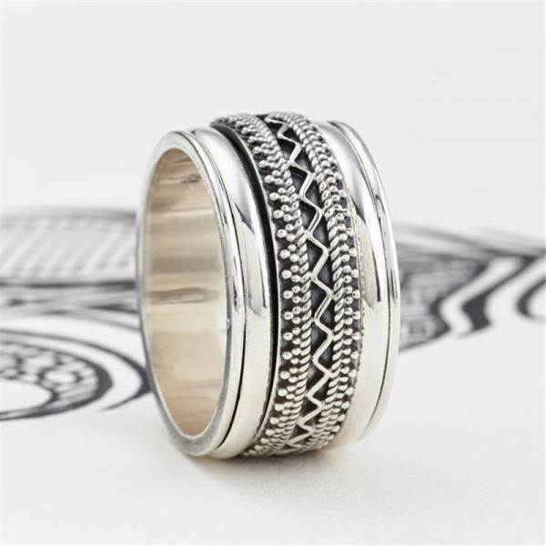 Yaffie™ Crafted Custom Mens Chunky Tribal Spinning Ring with Personalised Touch
