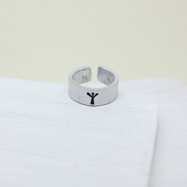 Yaffie ™ Customised Personalised Viking Rune Initial Talisman Ring