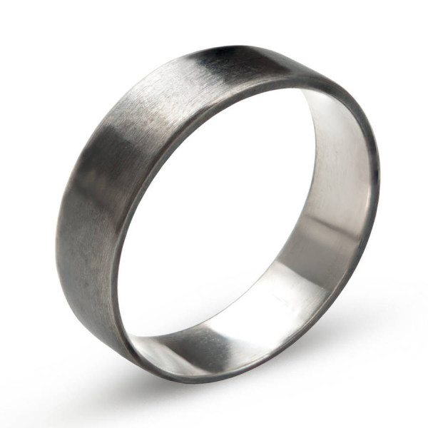 Yaffie ™ Customised Oxidized Flat Wedding Band Ring - Personalised for You