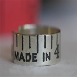 Yaffie™ Custom Made Personalised Vintage Style Tape Measure Ring with Etching