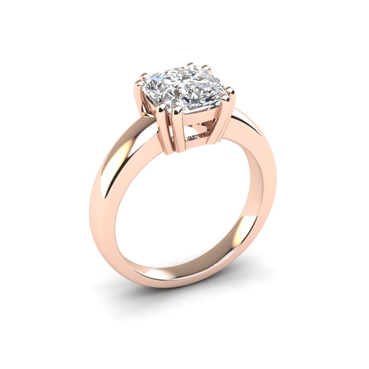 Yaffie 14K Rose Gold Cushion Diamond Solitaire Engagement Ring, Featuring 1 Carat of Brilliance.