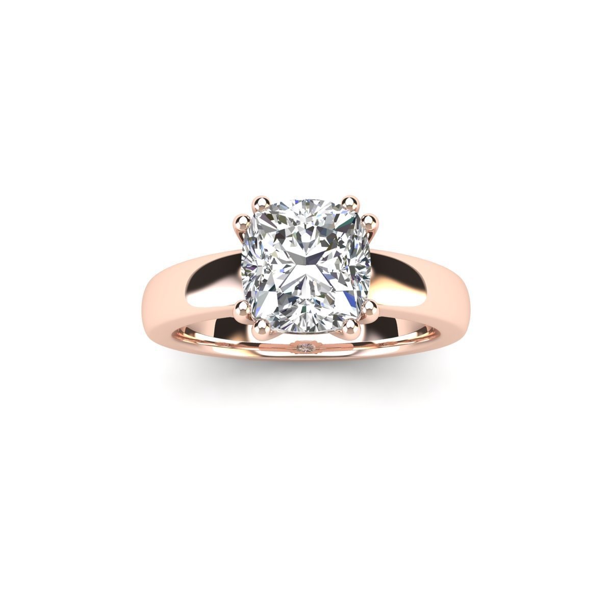 Yaffie 14K Rose Gold Cushion Diamond Solitaire Engagement Ring, Featuring 1 Carat of Brilliance.