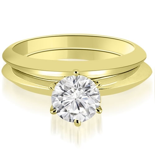 Radiate Elegance with Yaffie 1.00cttw Gold Knife Edge Bridal Set