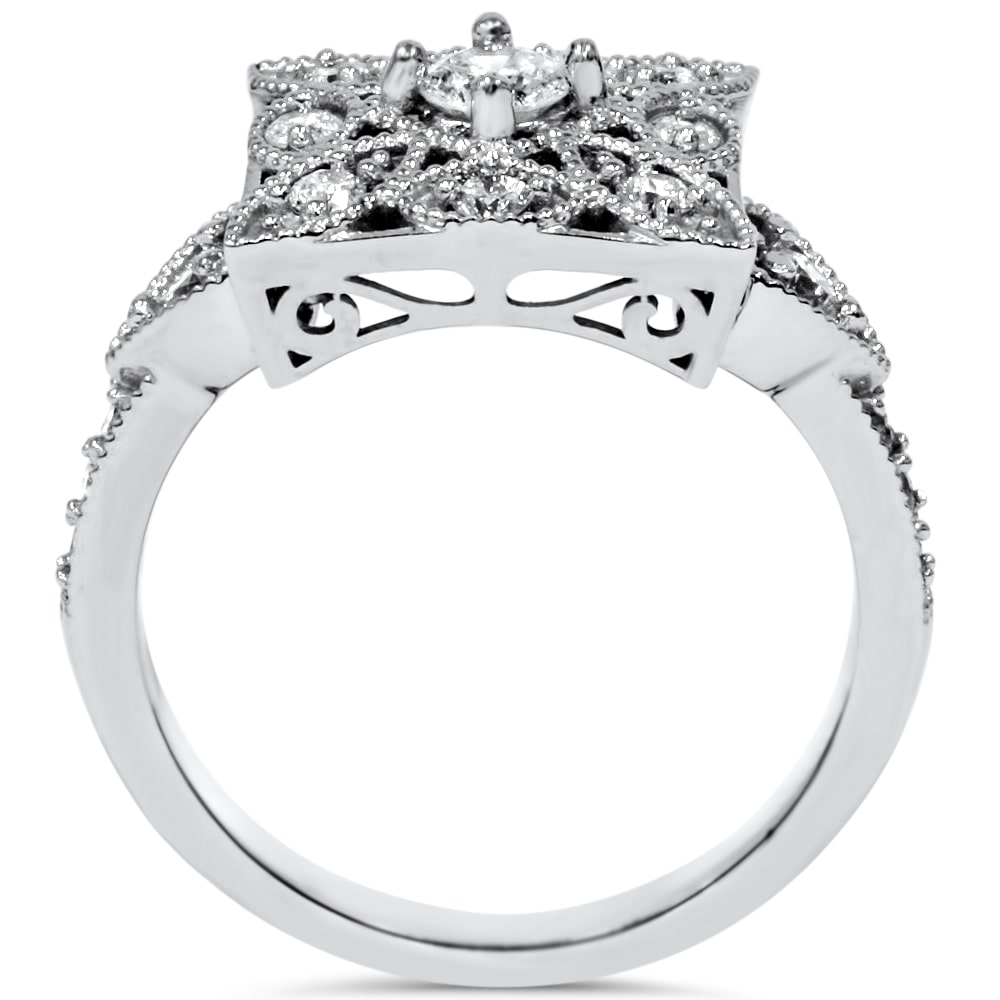 Vintage Square Diamond Ring with 1/2ct TDW in Yaffie White Gold