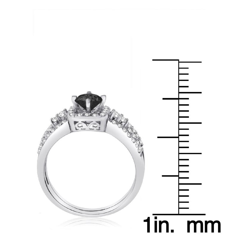 Yaffie ™ Custom Black and White Diamond Bridal Ring Set - 1ct TDW White Gold