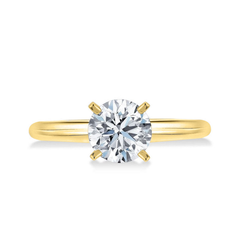 Golden Round-Cut Diamond Ring with 7/8ct TDW and GIA Certification by Yaffie
