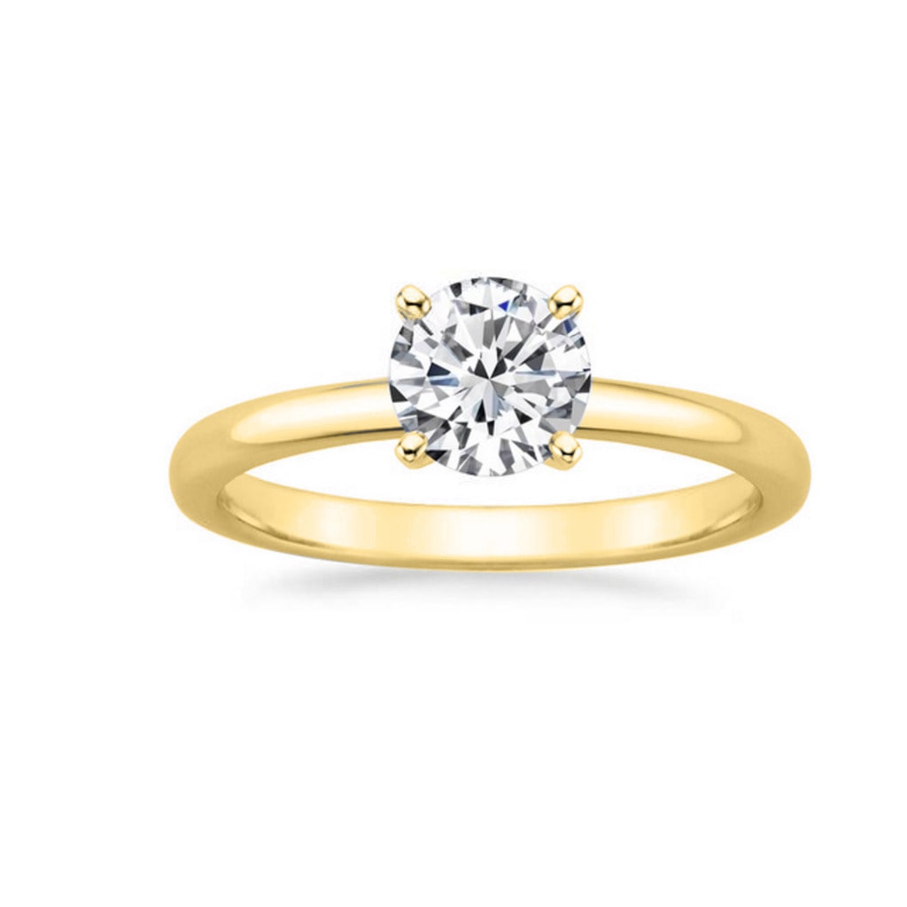 Golden Round-Cut Diamond Ring with 7/8ct TDW and GIA Certification by Yaffie