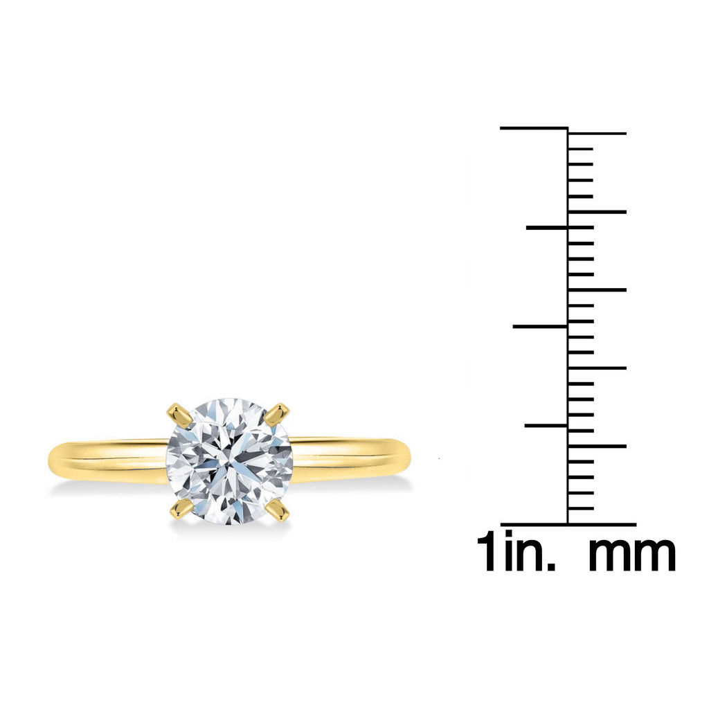 Golden Round-Cut Diamond Ring with 7/8ct TDW and GIA Certification by Yaffie