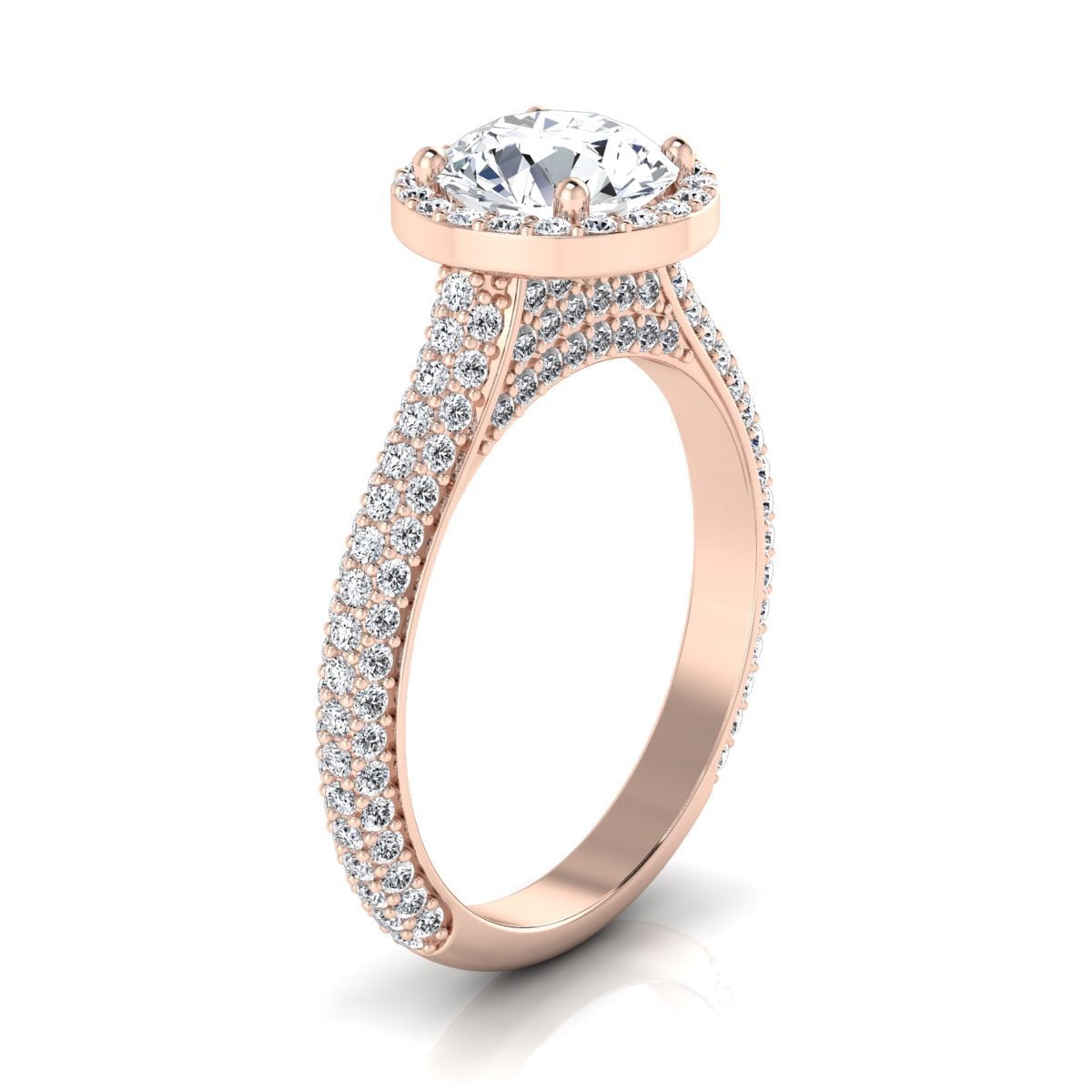 Rose Gold Diamond Engagement Ring with 1.60ct TW White Diamonds by Yaffie