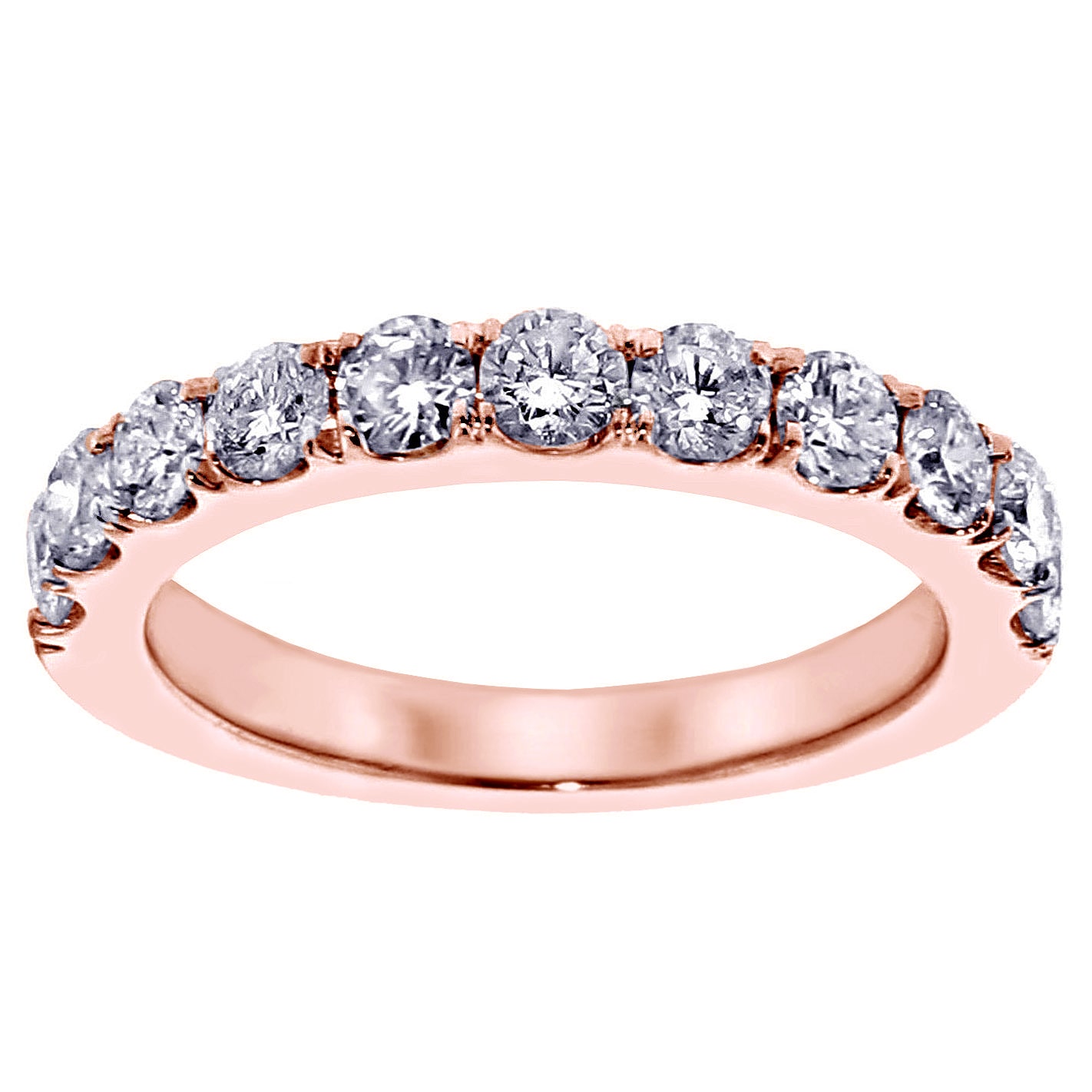 Rose Gold Anniversary Ring with 1ct TDW Split Prong Diamonds by Yaffie.