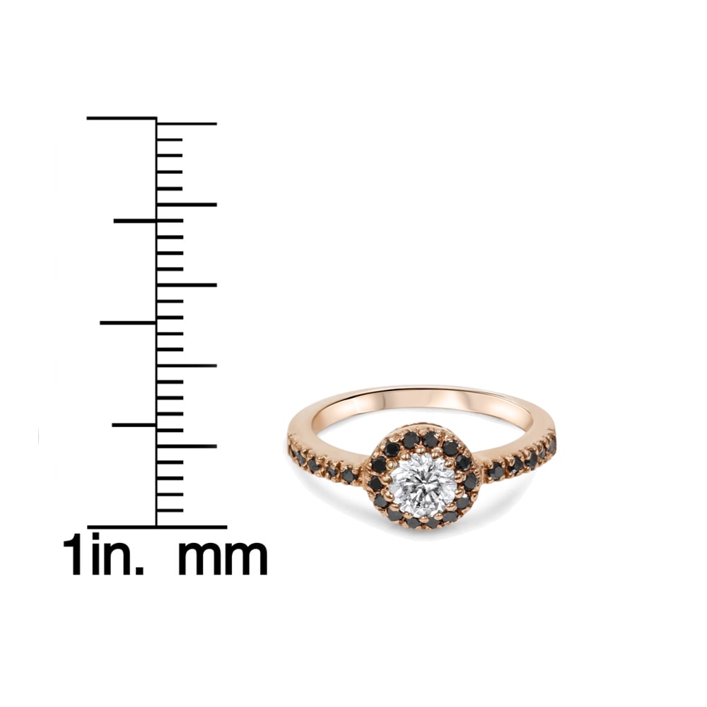 Custom Yaffie™ Ring: Rose Gold White &amp; Black Diamond Halo (3/4 ct TDW)
