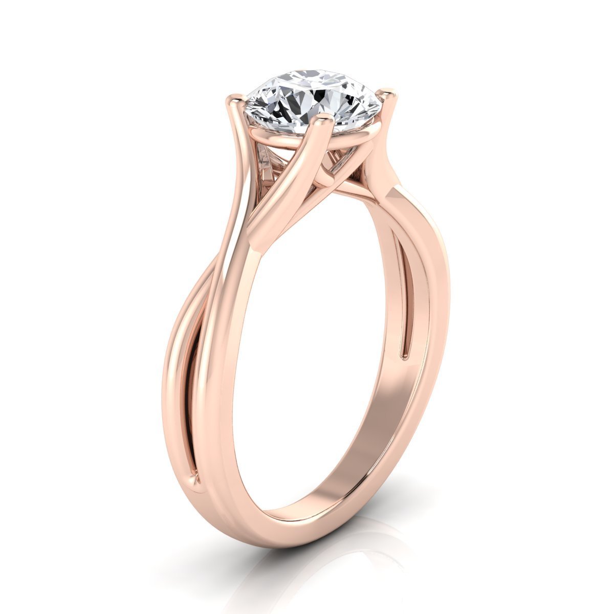 Yaffie Radiant Rose Gold 1ct Round Diamond Solitaire Engagement Ring - IGI Certified