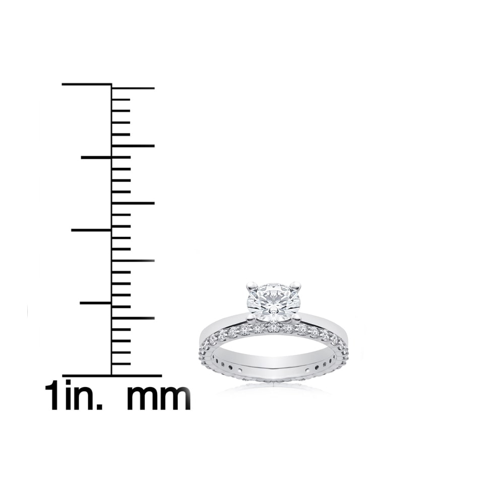 Eco-Friendly Diamond Duo: Yaffie White 1 3/4 ct Lab Grown Engagement Ring with Matching Eternity Band