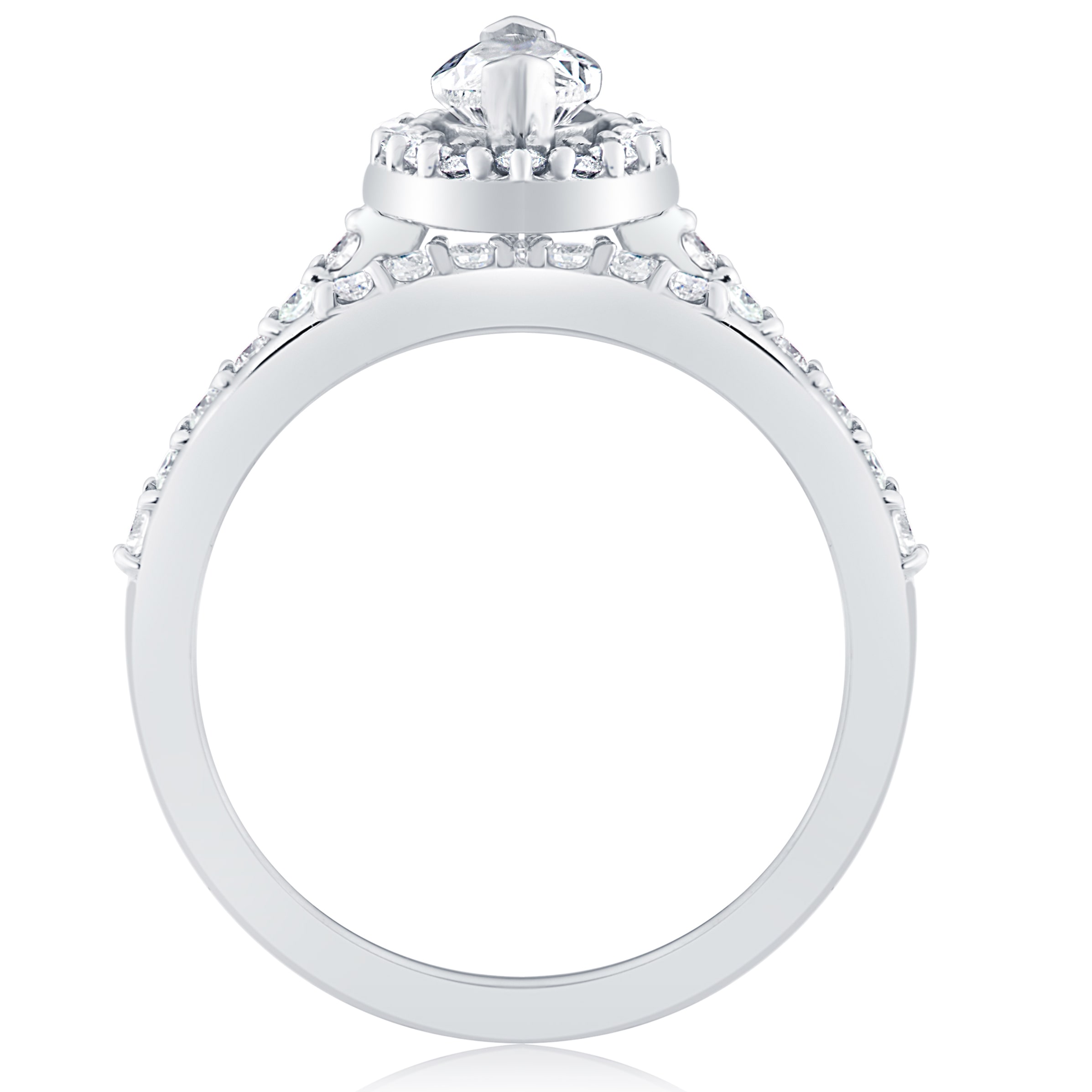 Yaffie White Gold Marquise Diamond Ring Set with 1 1/2ct TDW and Halo Clarity Enhancement for Engagement and Wedding