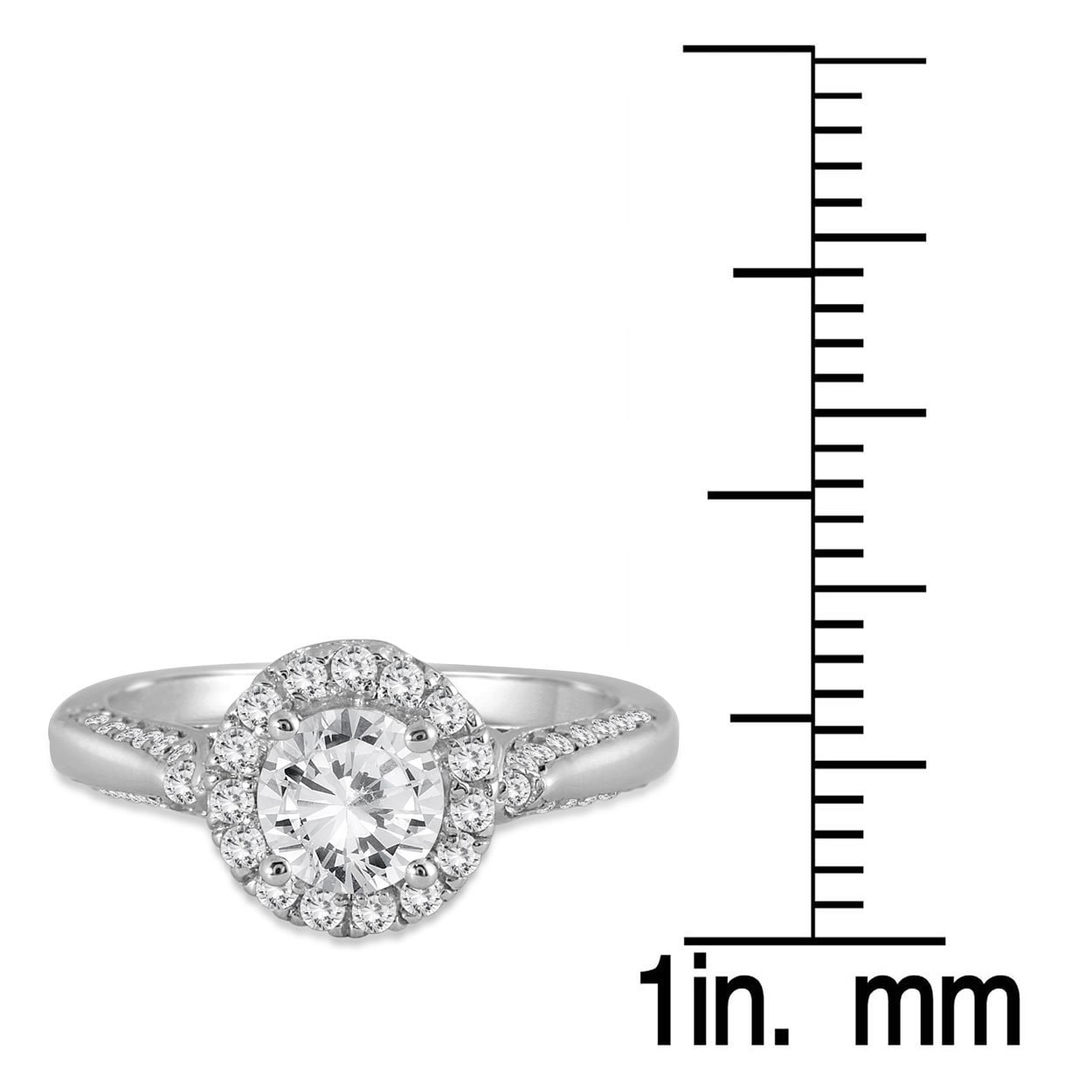 Sparkling Yaffie White Gold Engagement Ring with 1 1/4ct TDW Diamond Halo