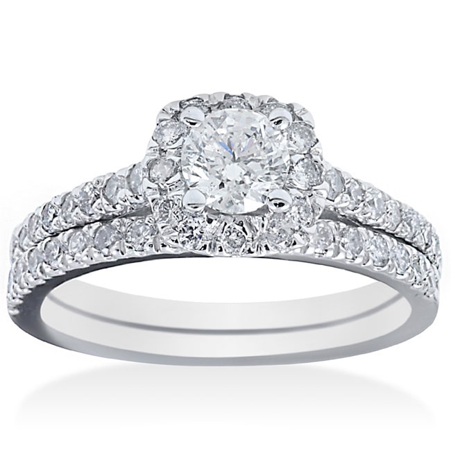 White Gold Diamond Bridal Ring Set with 1 ct TDW by Yaffie