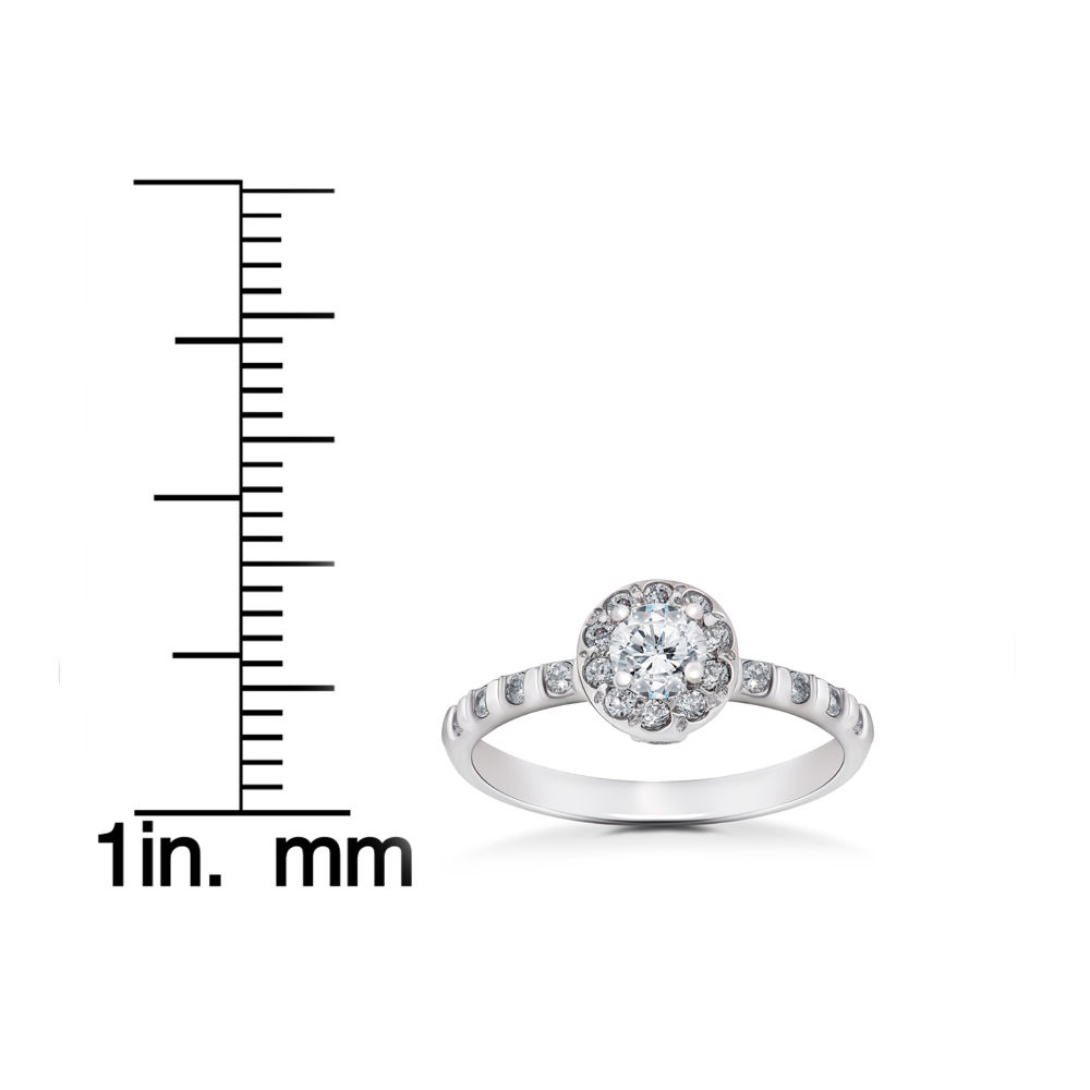 Vintage Diamond Halo Engagement Ring - Yaffie White Gold, 0.5 ct TDW