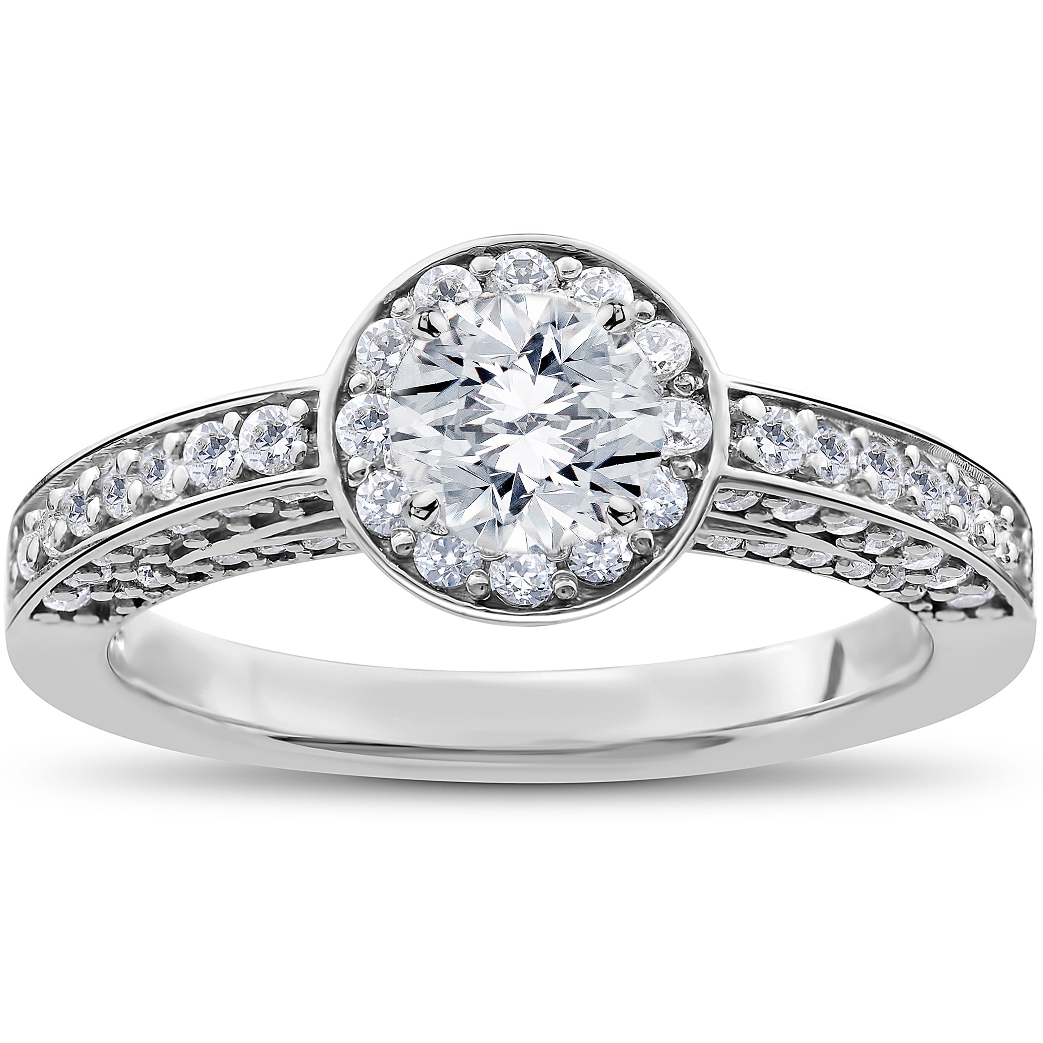 Vintage Heirloom Engagement Ring with Yaffie White Gold &amp; 1ct TDW Diamond Halo