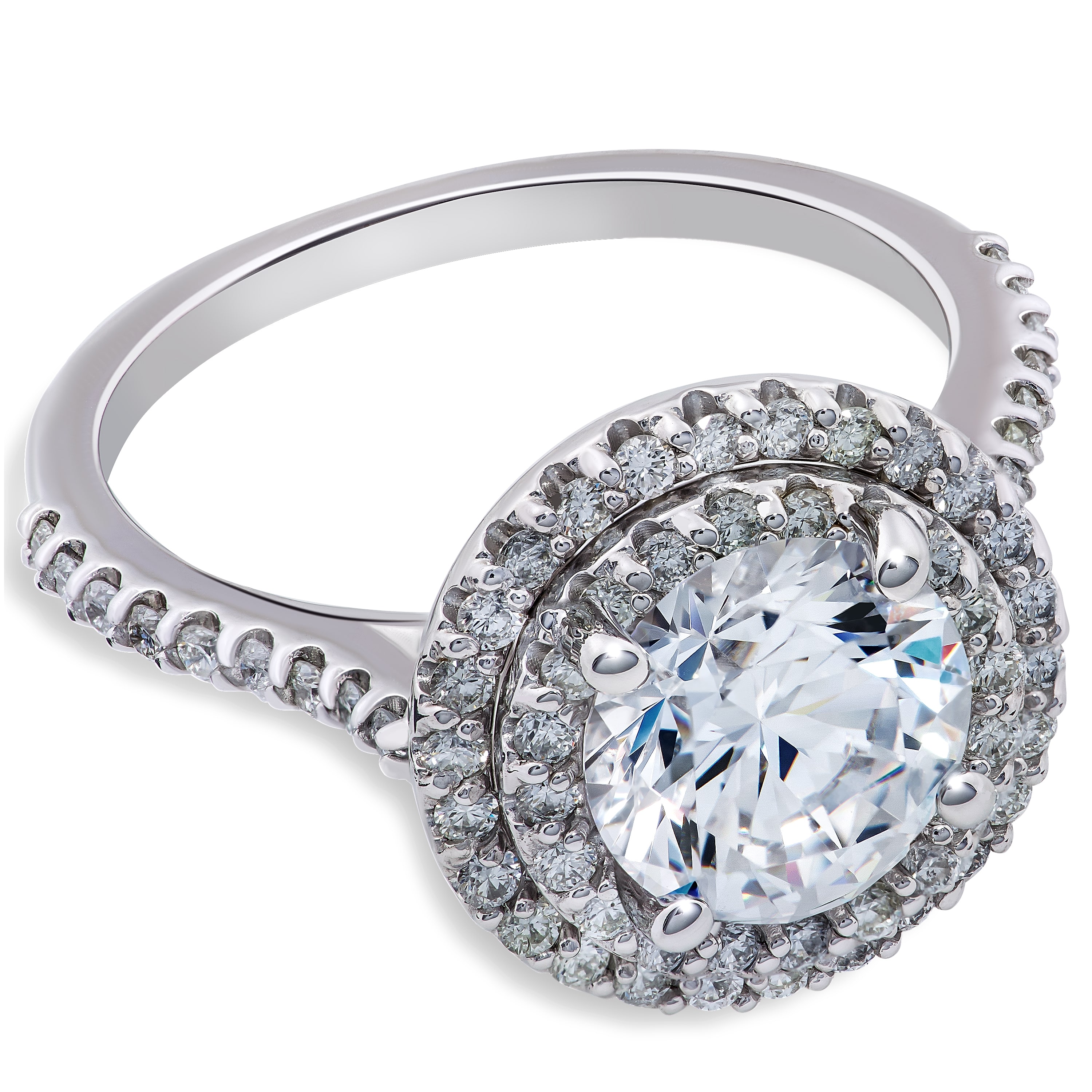 Eco-Friendly Natural Lab Diamond Halo Ring - Yaffie White Gold, 1ct TDW
