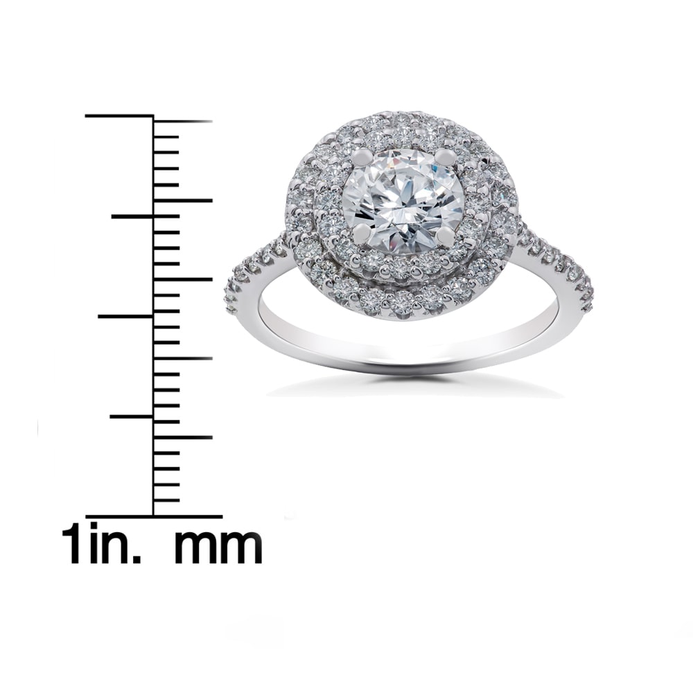 Eco-Friendly Natural Lab Diamond Halo Ring - Yaffie White Gold, 1ct TDW