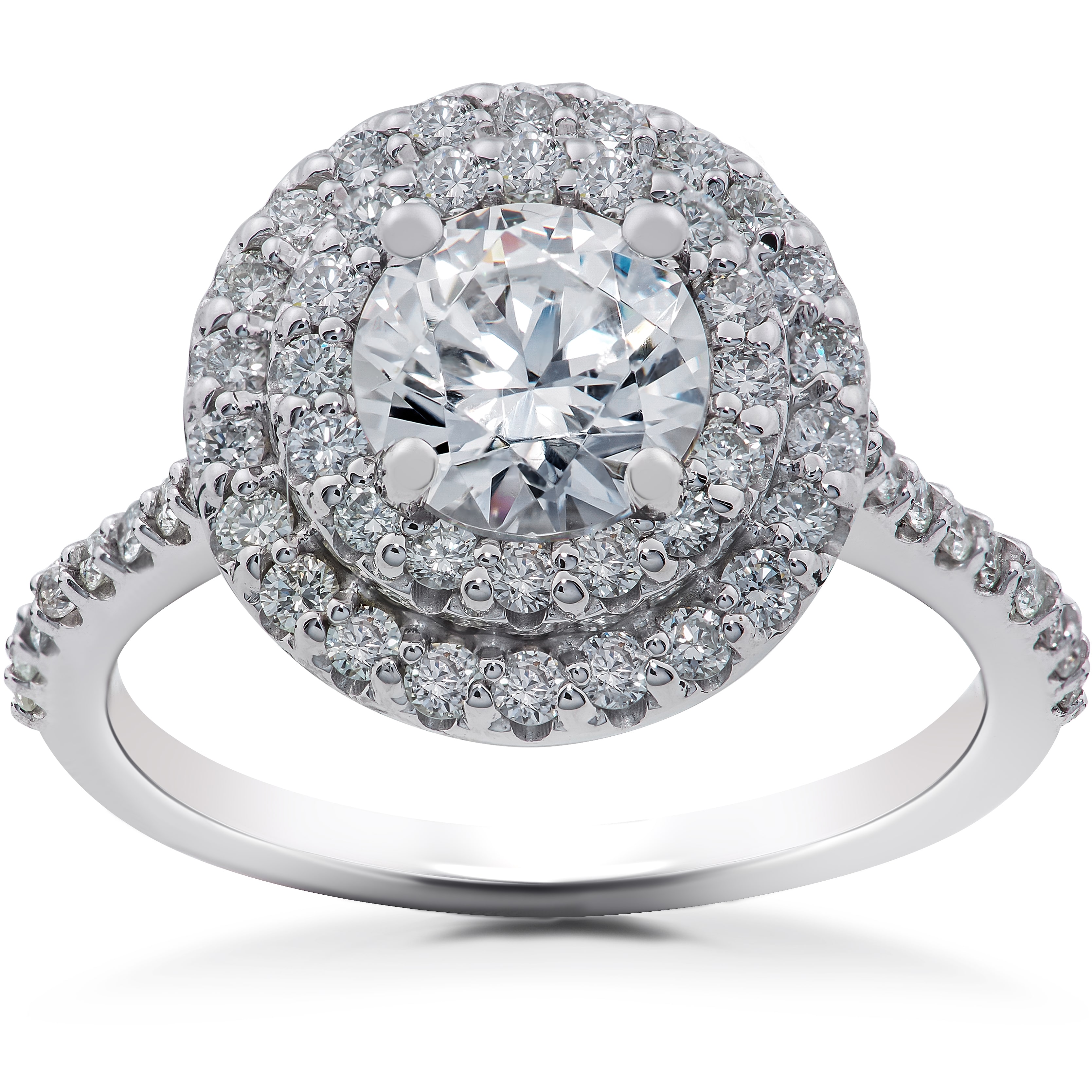 Eco-Friendly Natural Lab Diamond Halo Ring - Yaffie White Gold, 1ct TDW