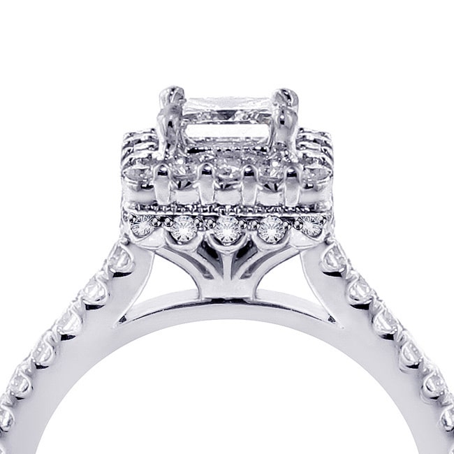 Yaffie Princess-cut Diamond Square Halo Bridal Ring Set in White Gold with 2.8ct Total Diamond Weight