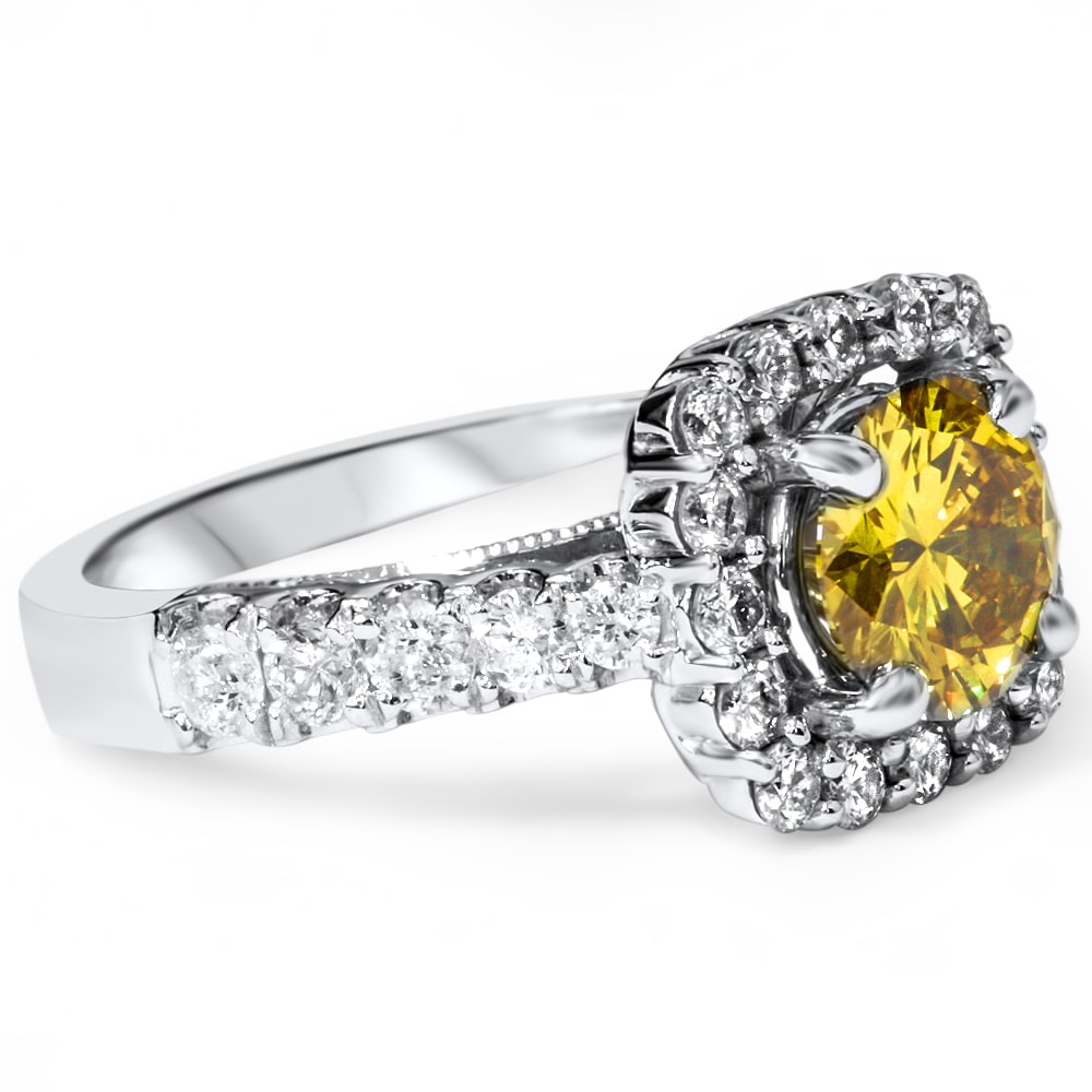 Yellow and White Diamond Ring with 2 5/8ct TDW by Yaffie White Gold