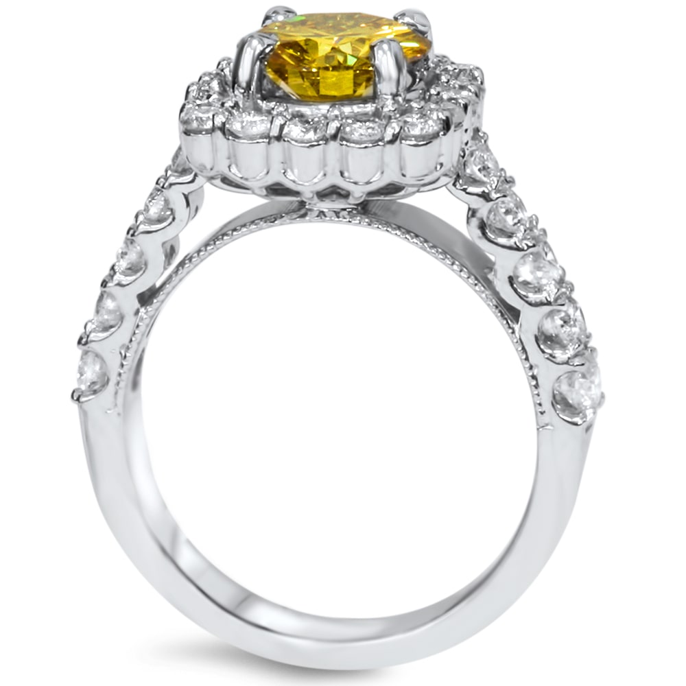 Yellow and White Diamond Ring with 2 5/8ct TDW by Yaffie White Gold