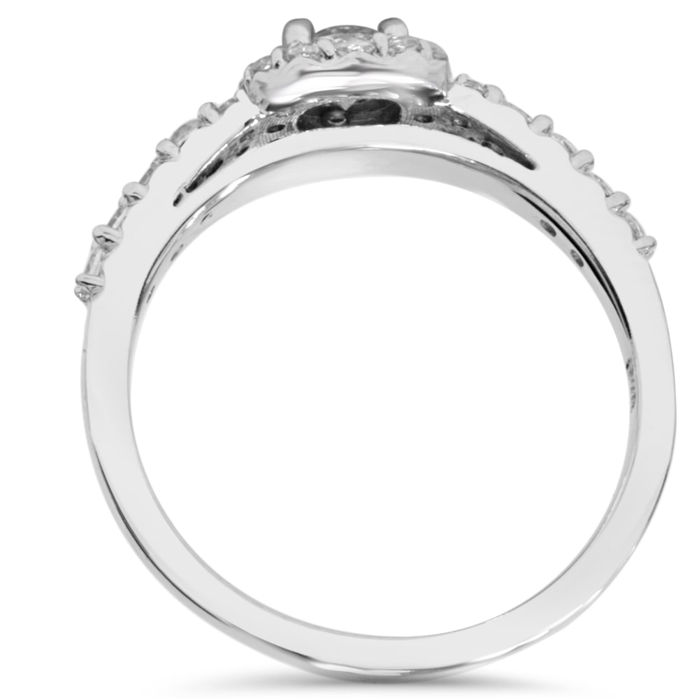 Halo Diamond Engagement Ring - Yaffie White Gold, 3/4ct Total Diamond Weight