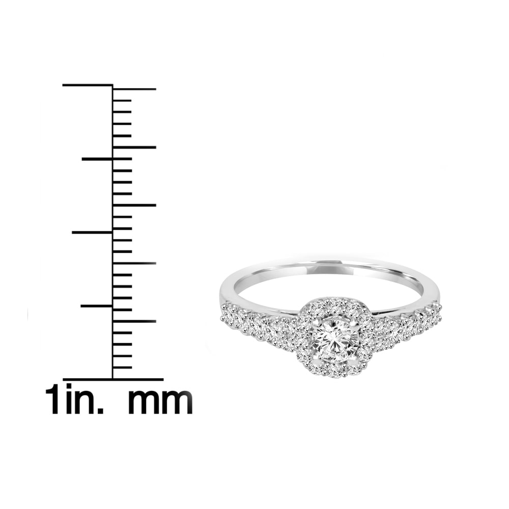 Halo Diamond Engagement Ring - Yaffie White Gold, 3/4ct Total Diamond Weight
