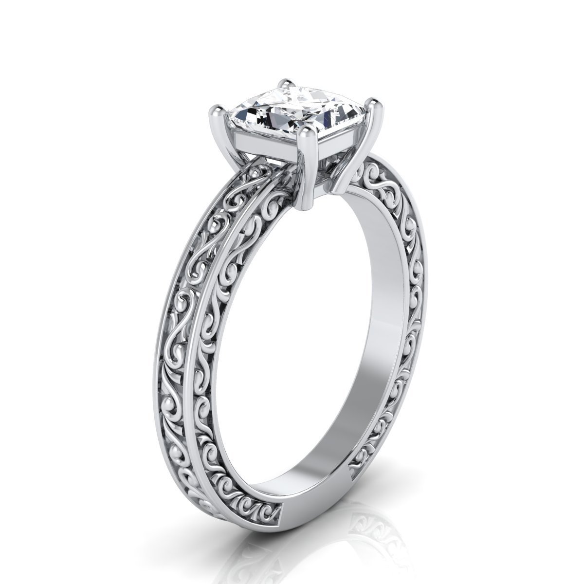 Yaffie IGI-certified 1ct TDW Princess-cut Diamond Solitaire Ring in White Gold for Engagement