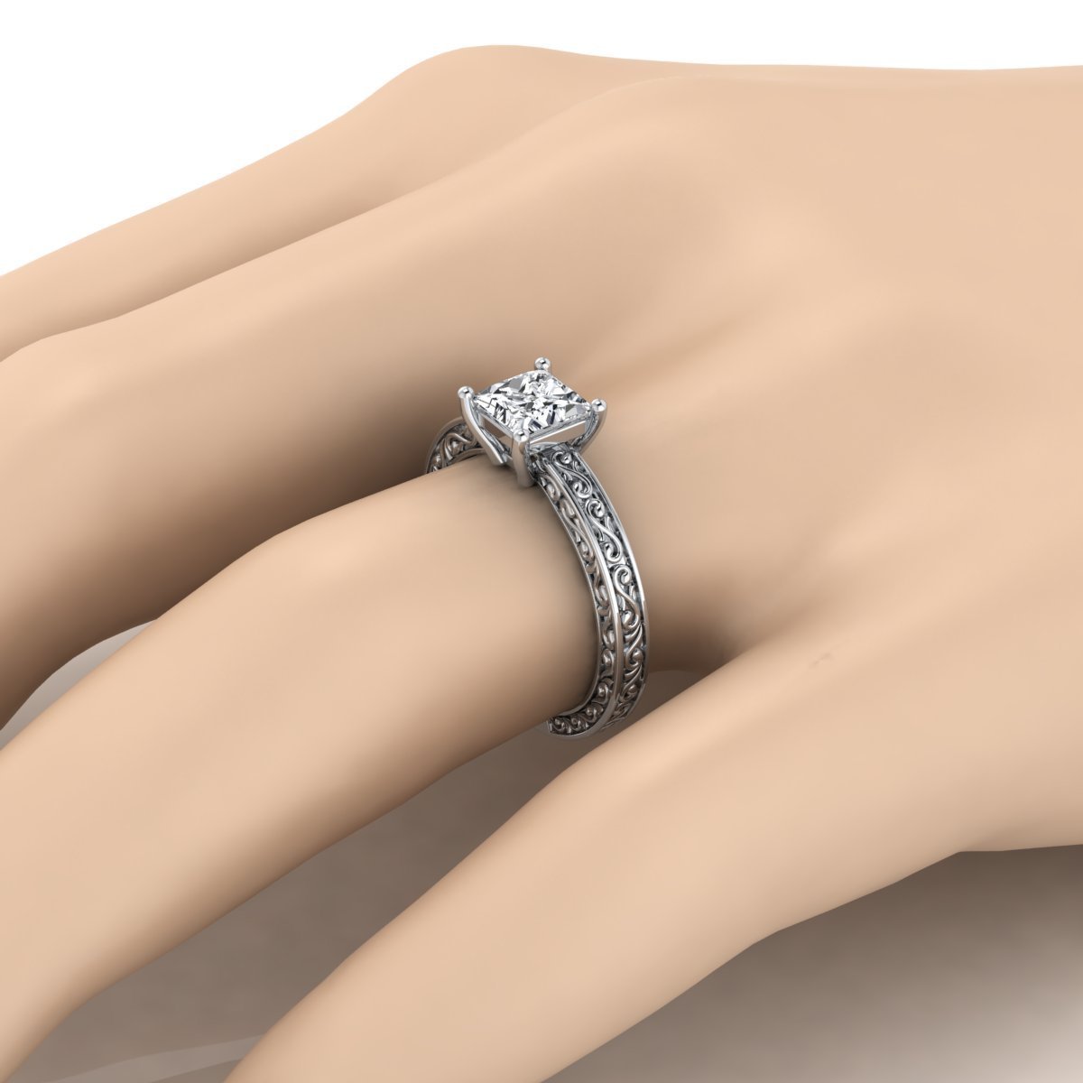 Yaffie IGI-certified 1ct TDW Princess-cut Diamond Solitaire Ring in White Gold for Engagement