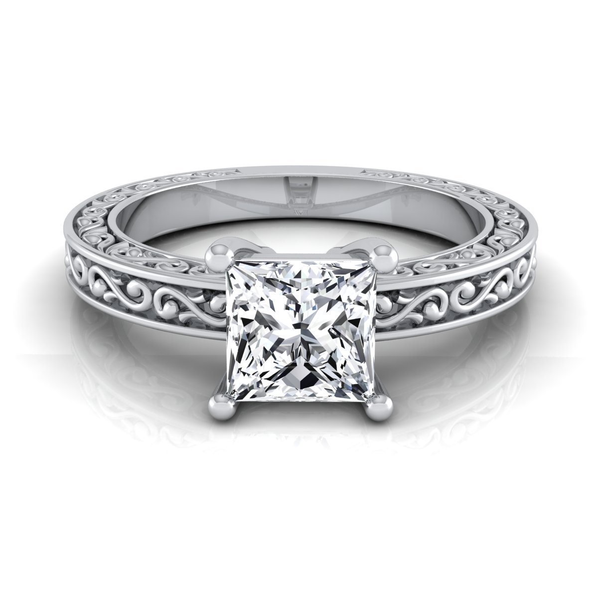 Yaffie IGI-certified 1ct TDW Princess-cut Diamond Solitaire Ring in White Gold for Engagement