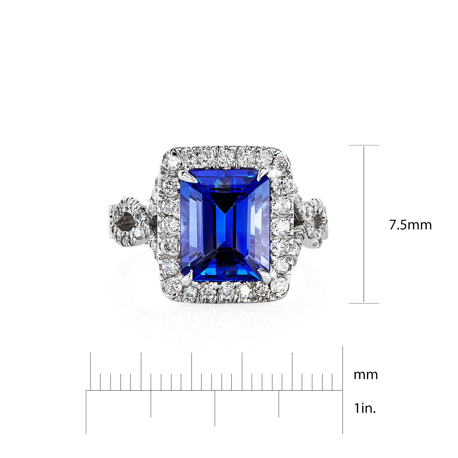 Tanzanite &amp; Diamond High-Polish Ting in Yaffie White Gold