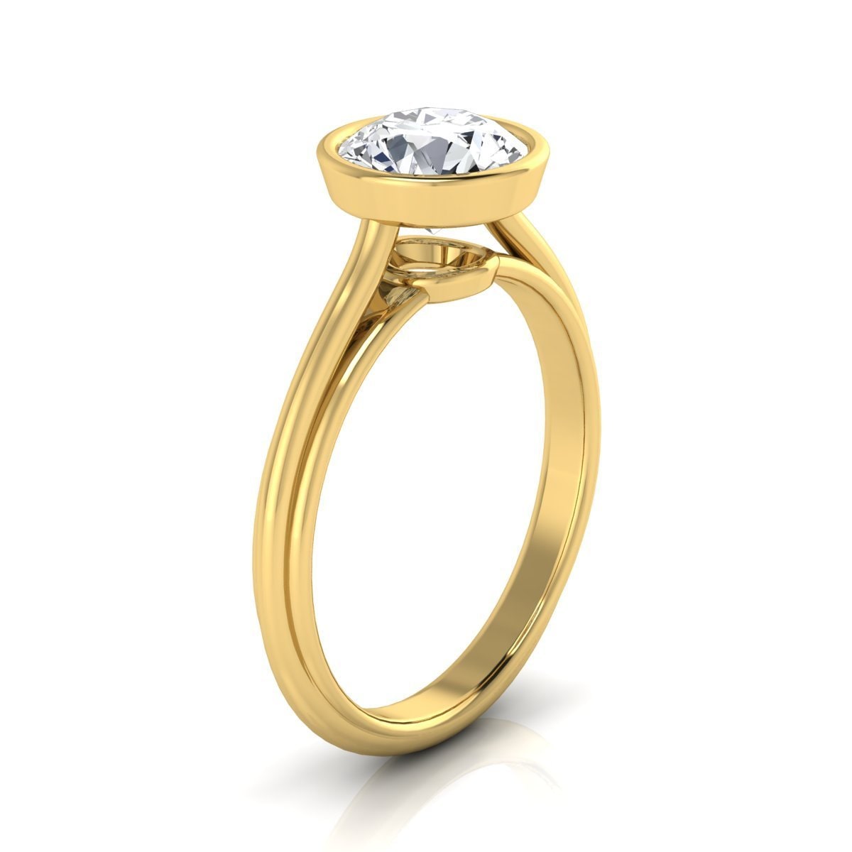 1ct Yaffie Gold Diamond Bezel Engagement Ring - IGI Certified