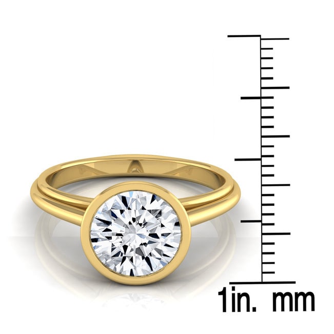 1ct Yaffie Gold Diamond Bezel Engagement Ring - IGI Certified