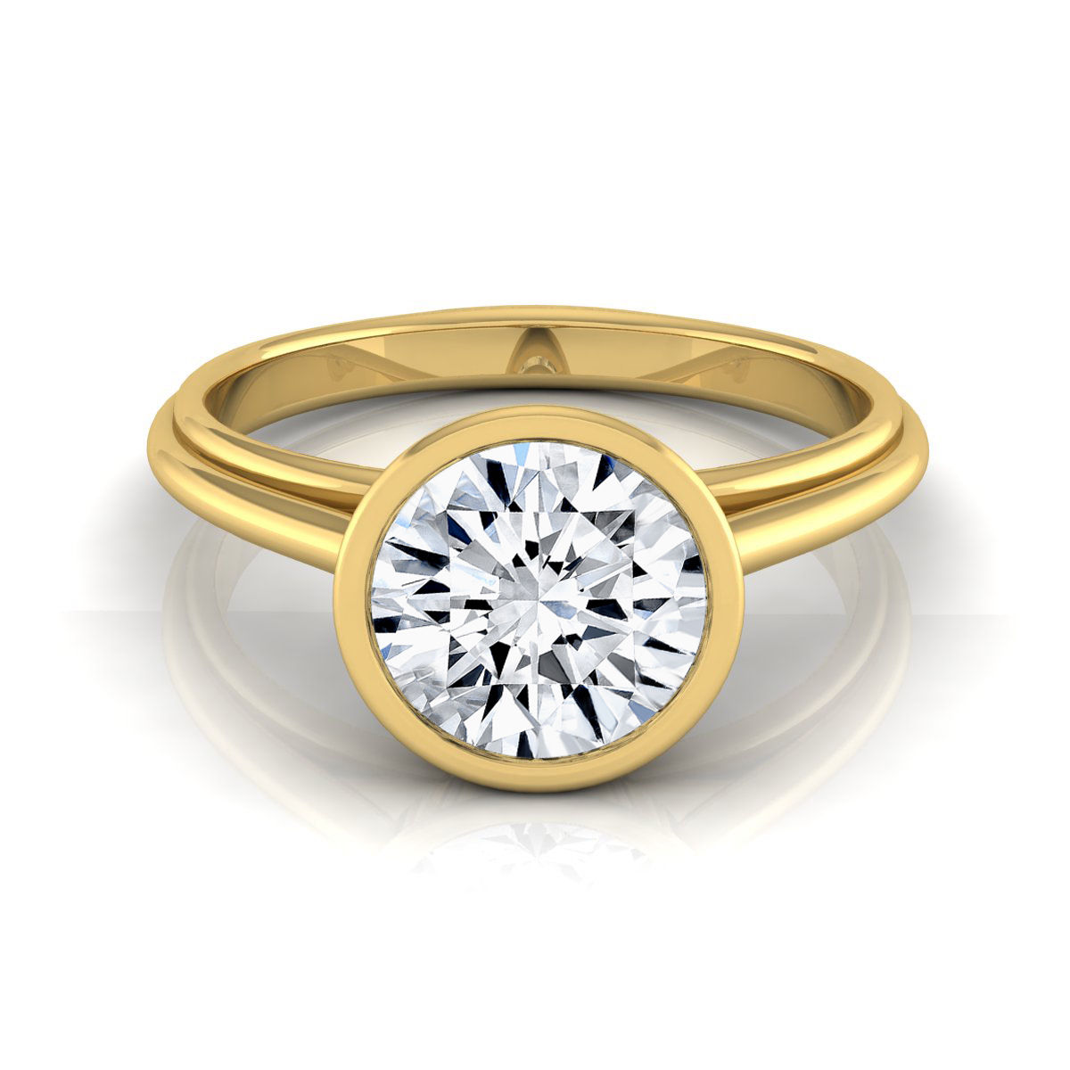 1ct Yaffie Gold Diamond Bezel Engagement Ring - IGI Certified