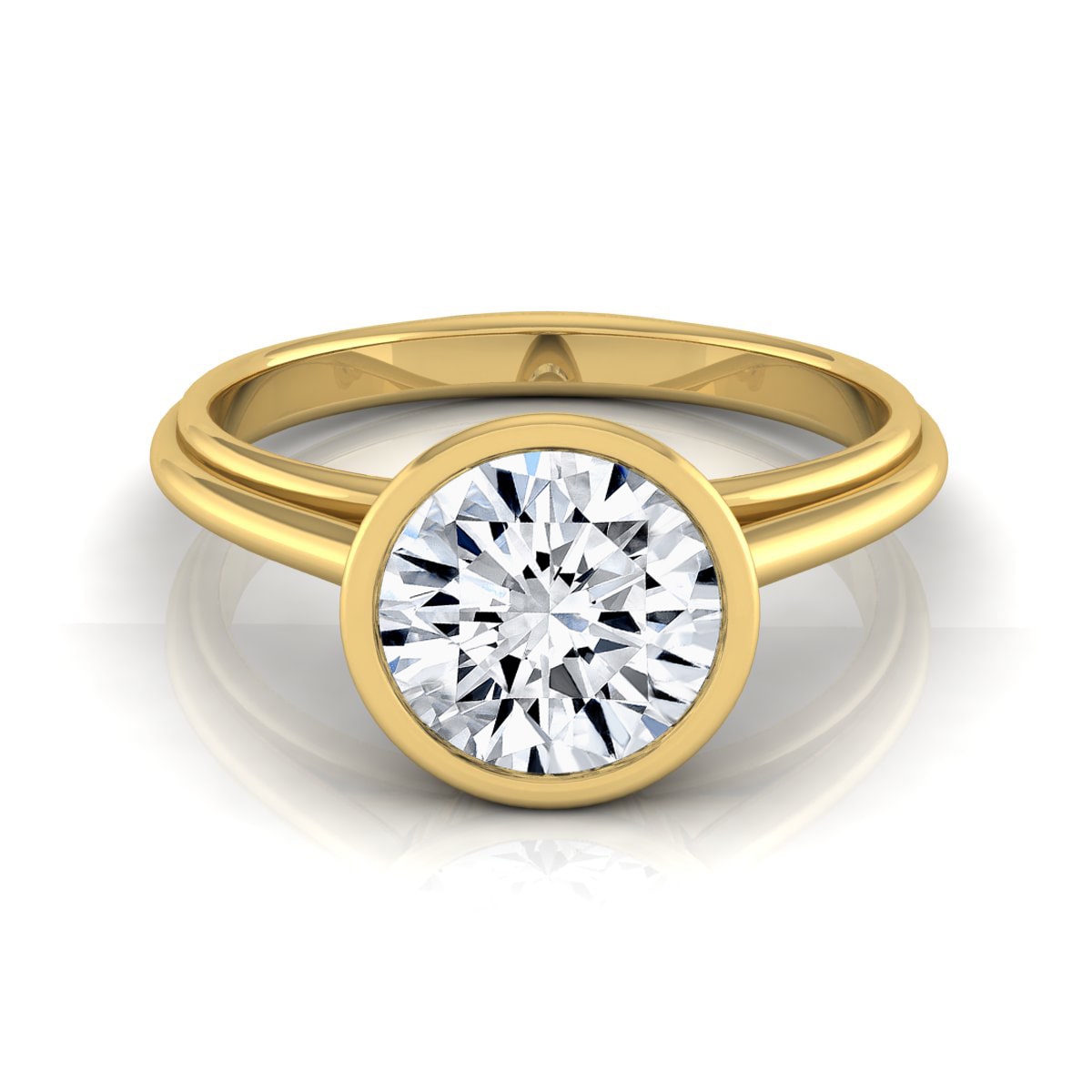 1ct Yaffie Gold Diamond Bezel Engagement Ring - IGI Certified