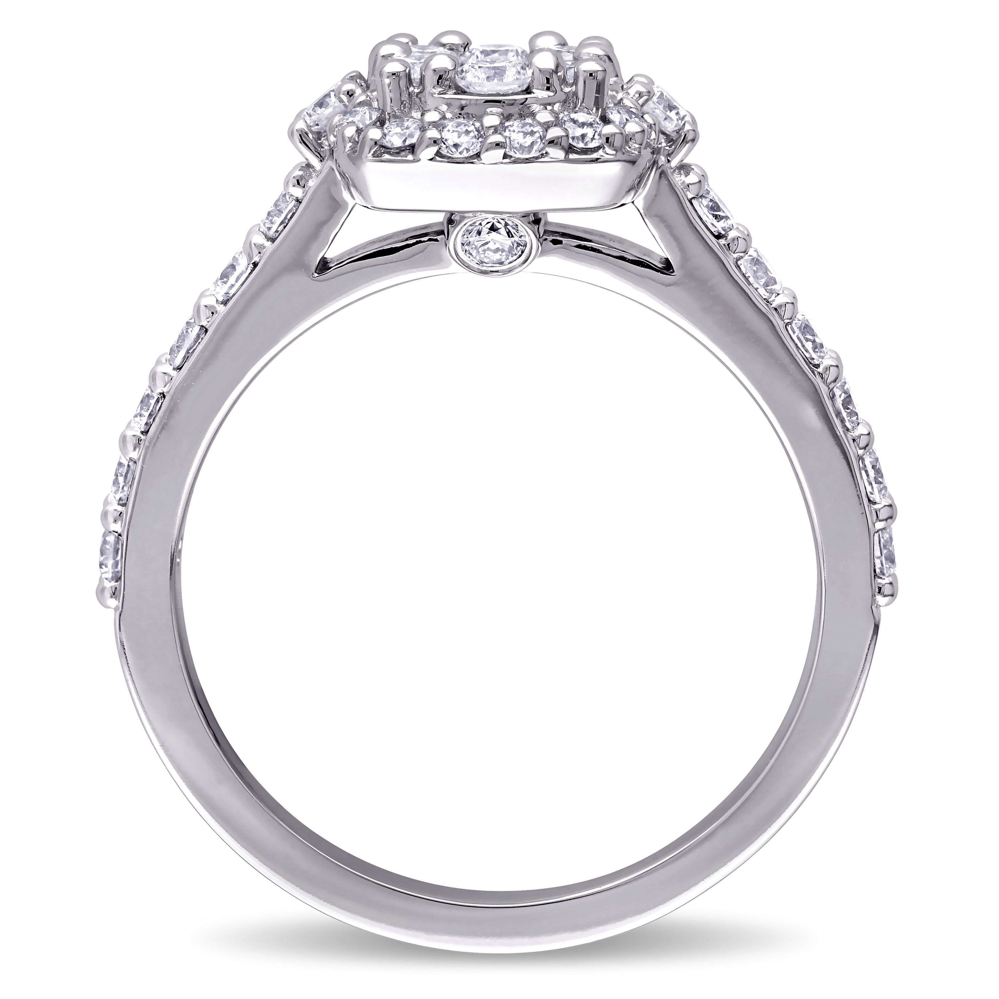 The Signature Collection Yaffie White Gold Engagement Ring, with a Glittering 1ct TDW Diamond Flower Halo.