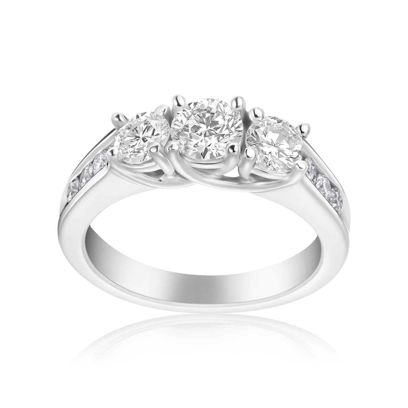 Experience Elegance with Yaffie White Gold 1.5ct Total Diamond Weight 3-stone Engagement Ring