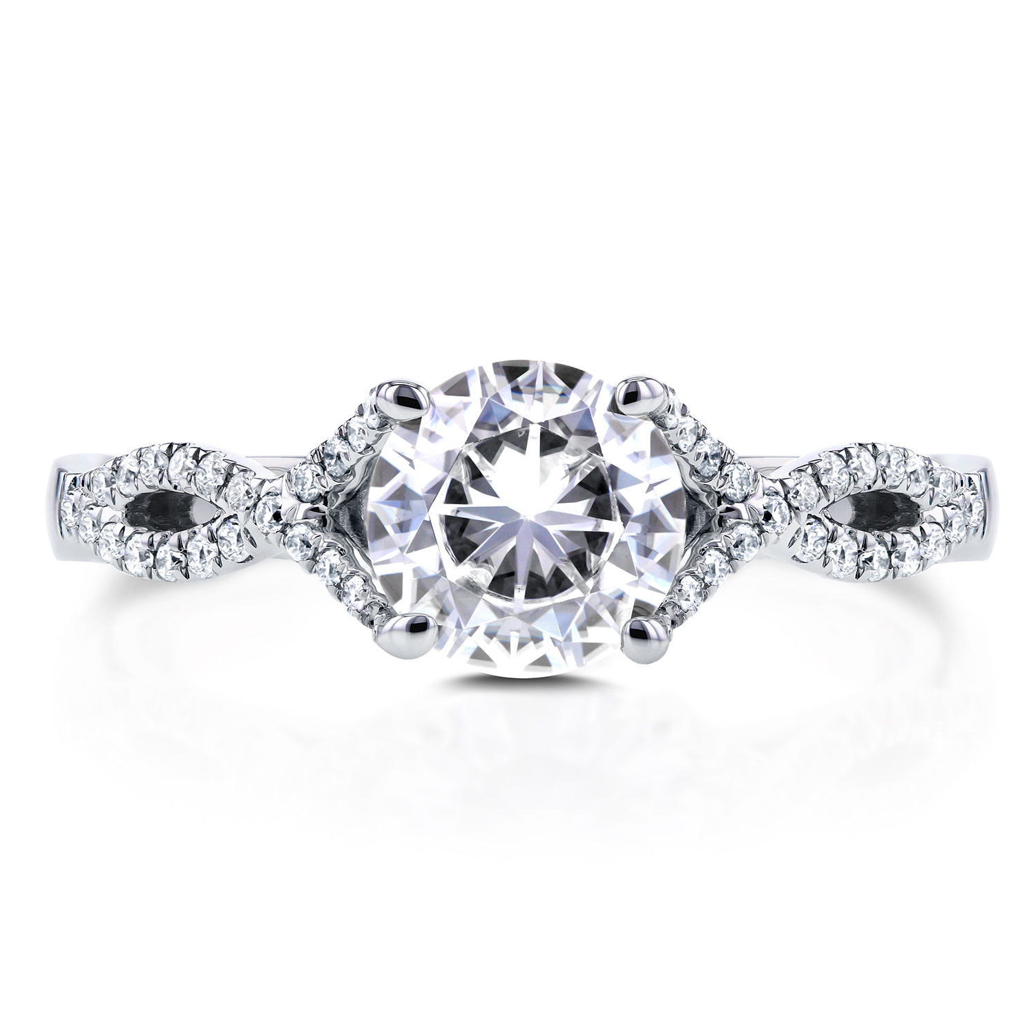 Yaffie Dazzling White Gold Ring: Moissanite and Diamond Crossover