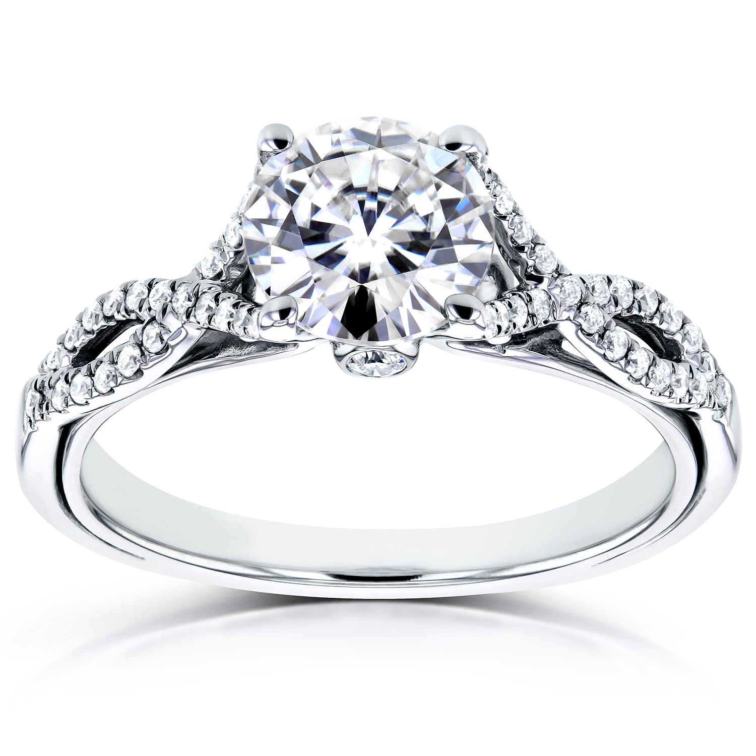 Yaffie Dazzling White Gold Ring: Moissanite and Diamond Crossover