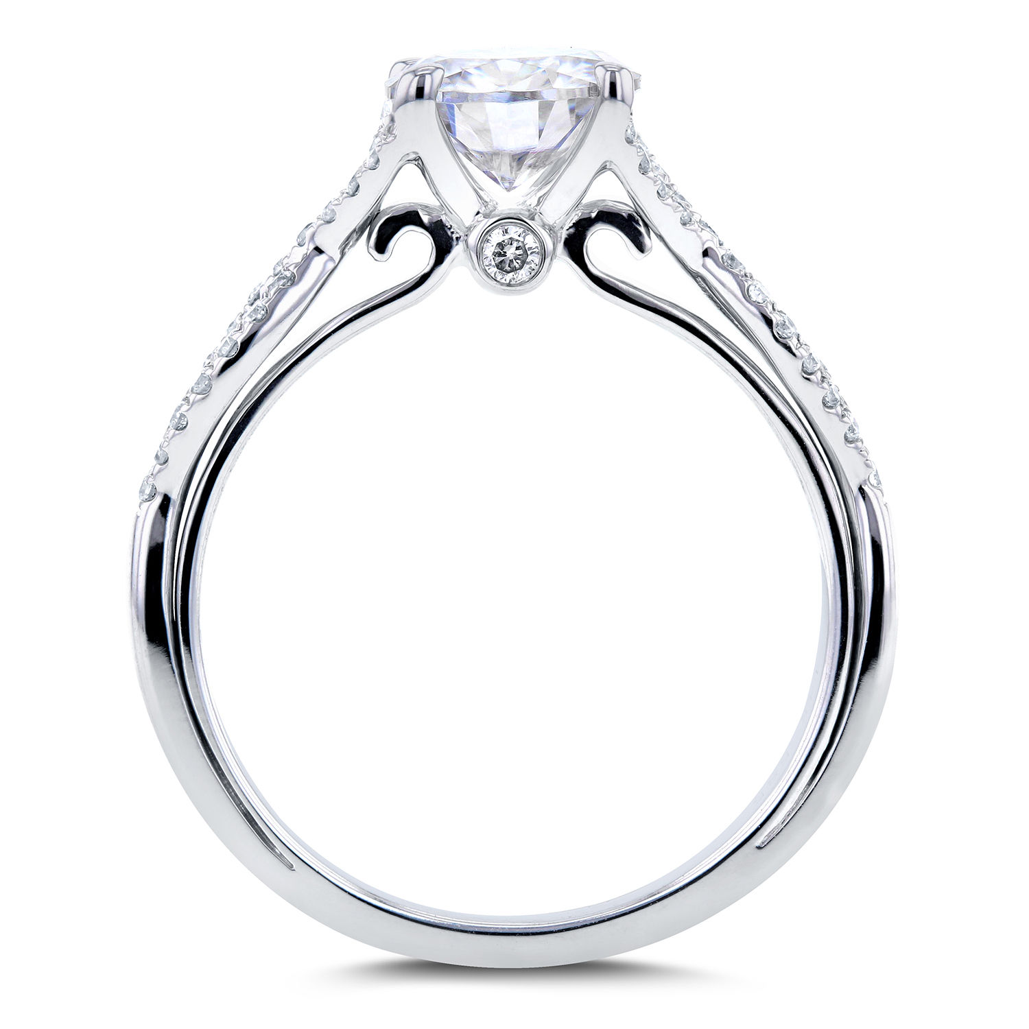 Yaffie Dazzling White Gold Ring: Moissanite and Diamond Crossover