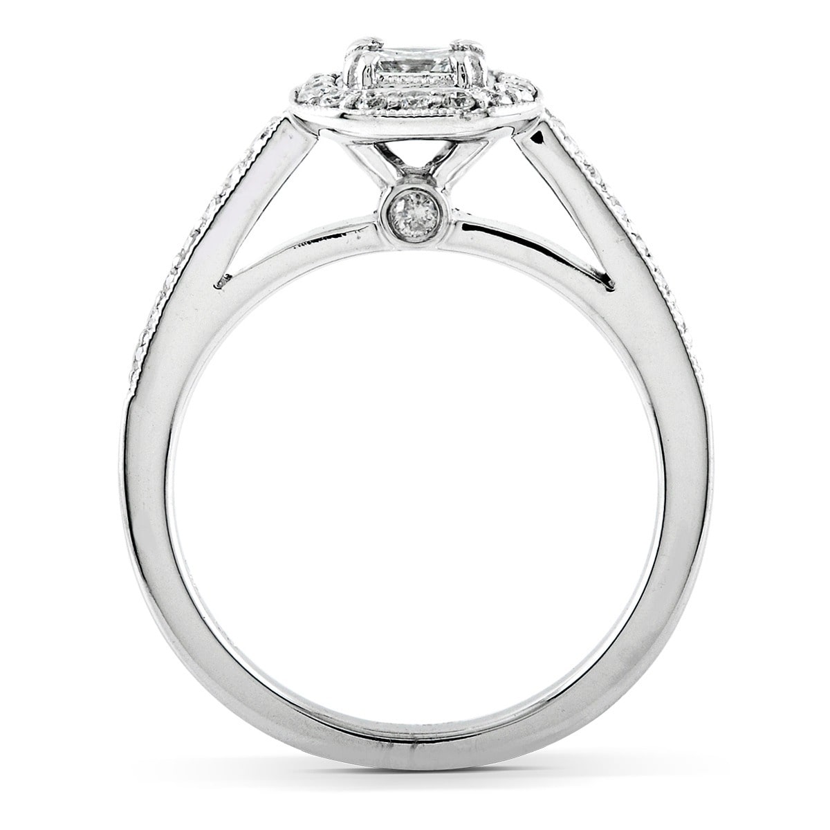 Gold Princess Diamond Bridal Ring Set with 5/8ct TDW Halo by Yaffie