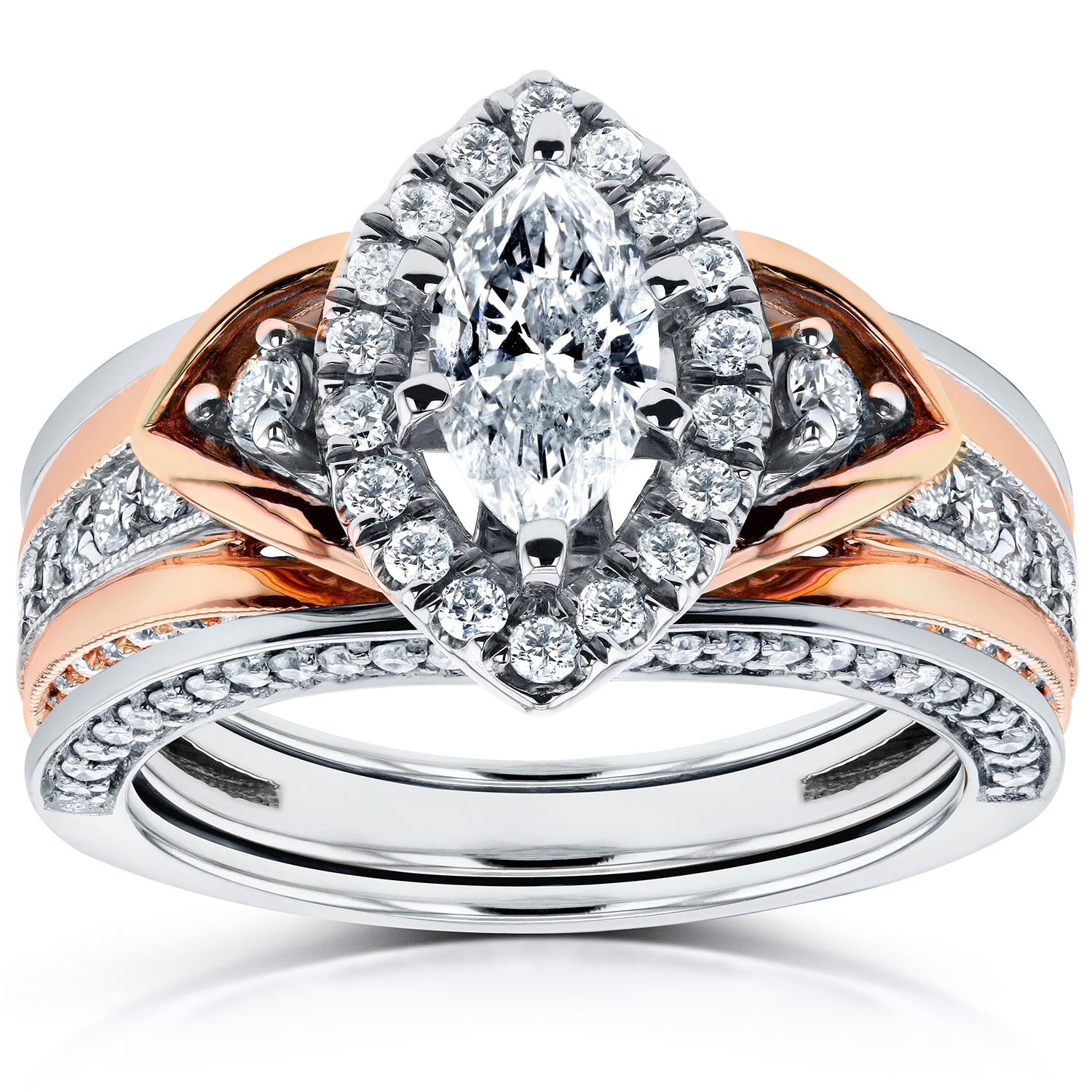Yaffie Gold Marquise Diamond 3-Piece Bridal Set, 1 1/4 ct TDW
