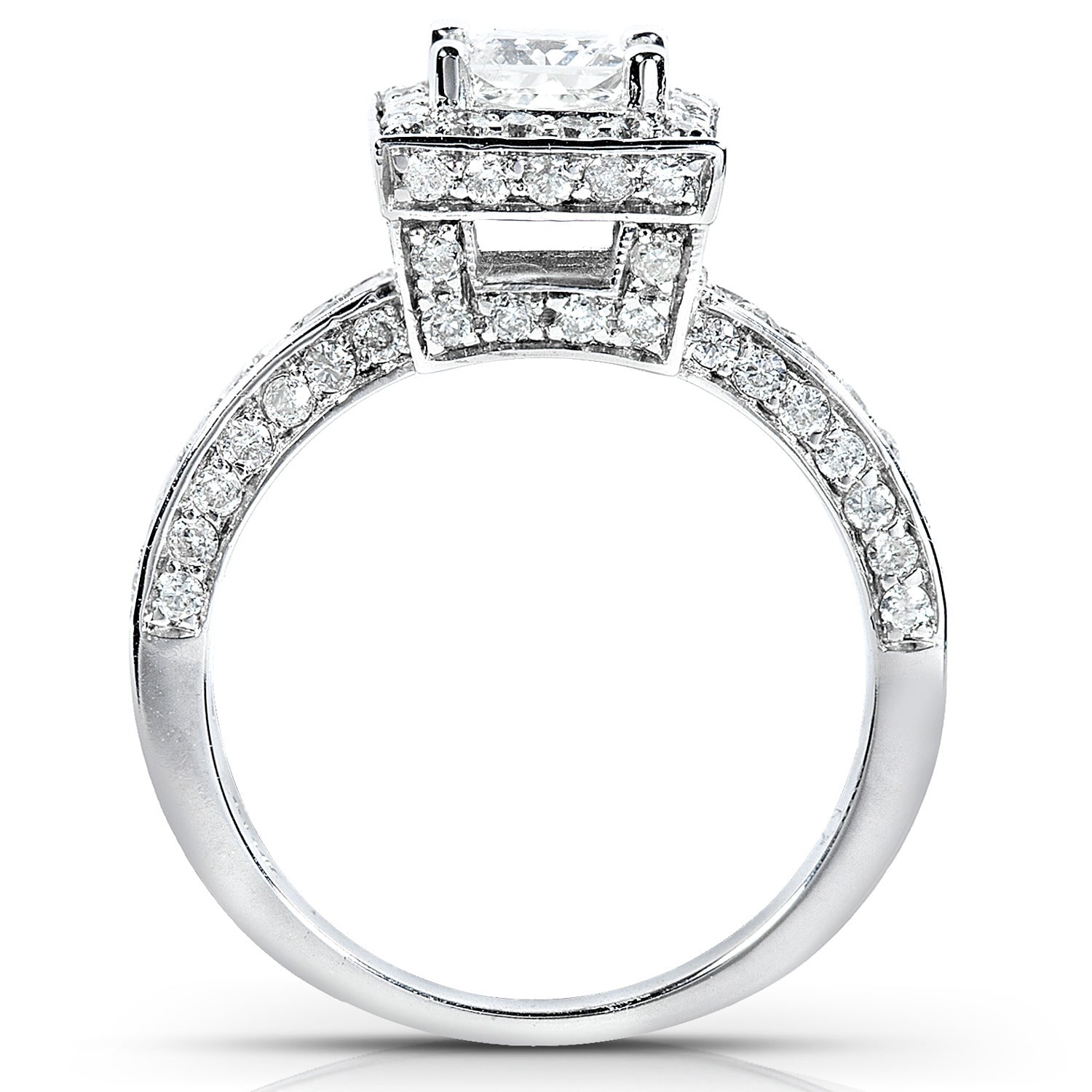 Sparkling Yaffie White Gold Engagement Ring with 1 1/2ct TDW Diamonds