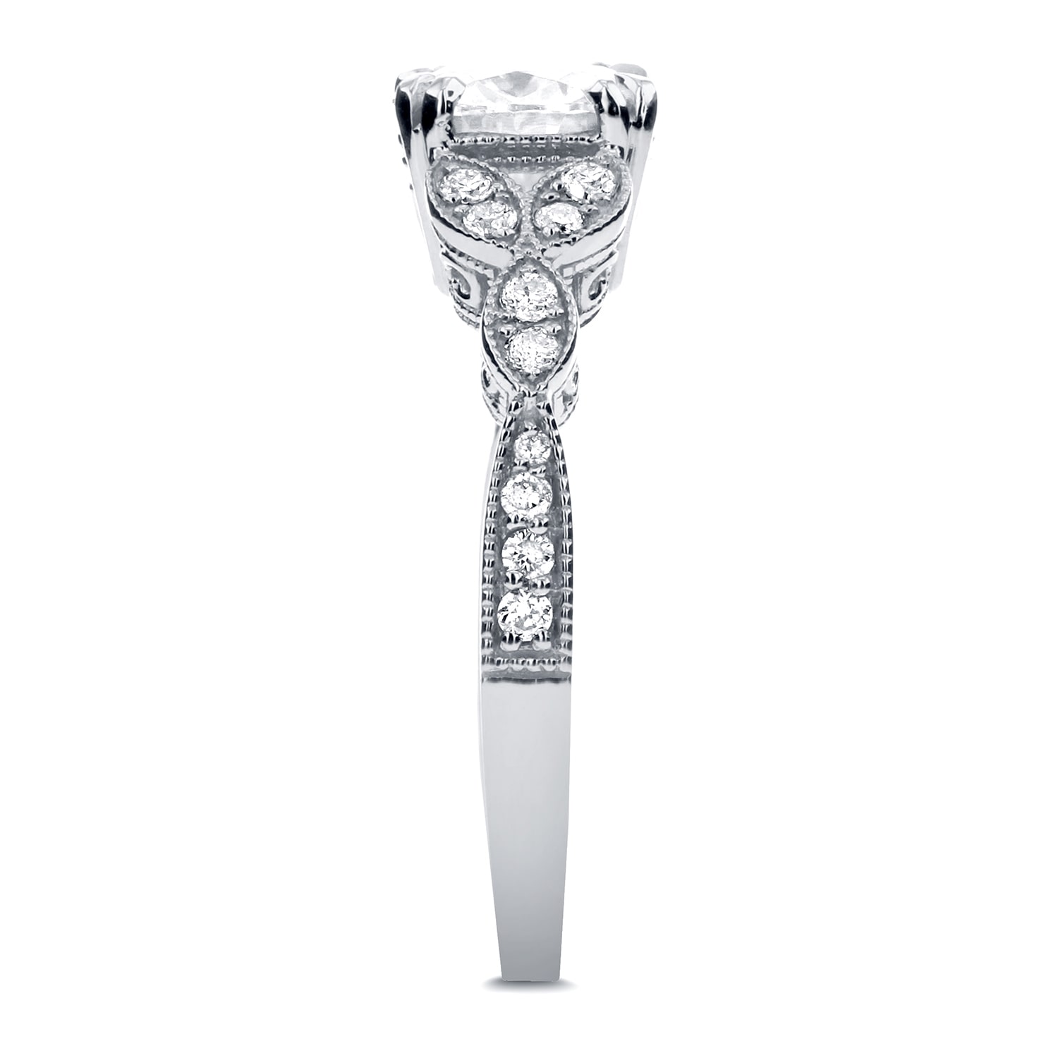 Antique Floral Diamond Engagement Ring - Yaffie White Gold with 1 1/5ct TDW